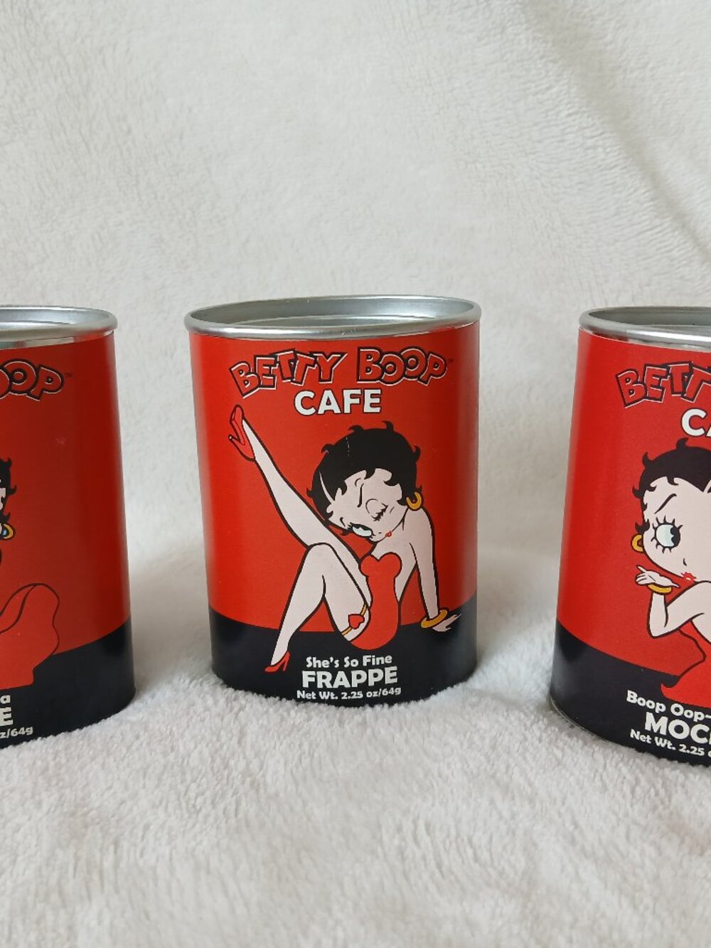Betty Boop Cafe Coffee Tins Mocha Latte Frappe vintage King Features